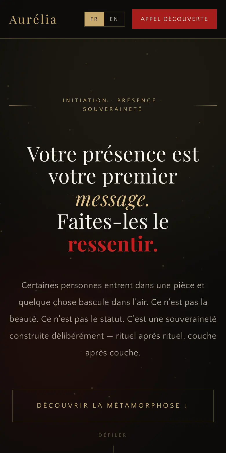 Home page of Maison Aurélia on a phone