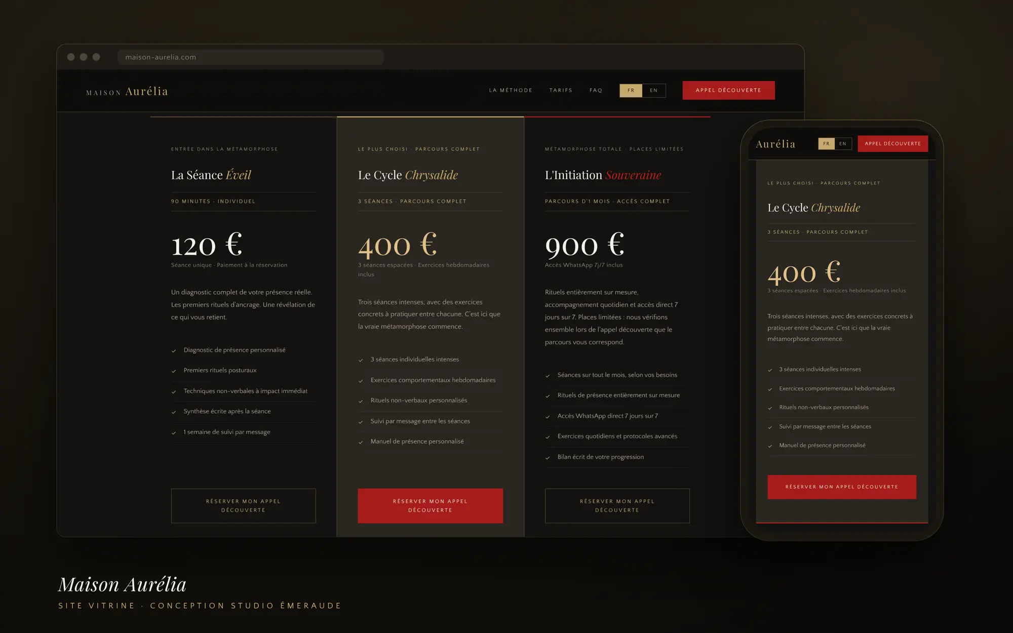 The three offers with their prices, on a laptop and a phone